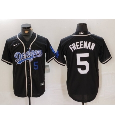 Men Los Angeles Dodgers 5 Freddie Freeman Black Cool Base With Patch Stitched Baseball Jersey 4 Men Los Angeles Dodgers 5 Freddie Freeman Black Cool Base With Patch Stitched Baseball Jersey 4
