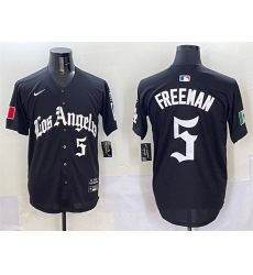 Men Los Angeles Dodgers 5 Freddie Freeman Black Mexico 2025 LA Gothic Style With Fernando Patch Vapor Premier Limited Stitched Baseball Jersey Men Los Angeles Dodgers 5 Freddie Freeman Black Mexico 2025 LA Gothic Style With Fernando Patch Vapor Premier Limited Stitched Baseball Jersey
