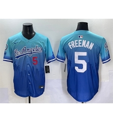 Men Los Angeles Dodgers 5 Freddie Freeman Blue Limited Stitched Baseball Jersey Men Los Angeles Dodgers 5 Freddie Freeman Blue Limited Stitched Baseball Jersey