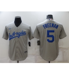 Men Los Angeles Dodgers 5 Freddie Freeman Grey Cool Base Stitched Baseball jersey Men Los Angeles Dodgers 5 Freddie Freeman Grey Cool Base Stitched Baseball jersey