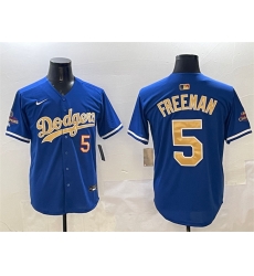 Men Los Angeles Dodgers 5 Freddie Freeman Royal 2025 Gold Collection Limited Stitched Baseball Jersey