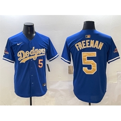Men Los Angeles Dodgers 5 Freddie Freeman Royal 2025 Gold Collection Limited Stitched Baseball Jersey
