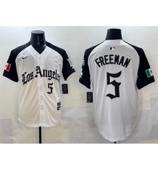 Men Los Angeles Dodgers 5 Freddie Freeman White Black Mexico 2025 LA Gothic Style With Fernando Patch Vapor Premier Limited Stitched Baseball Jersey