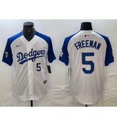 Men Los Angeles Dodgers 5 Freddie Freeman White Blue Vin Patch Cool Base Stitched Baseball Jersey 1 Men Los Angeles Dodgers 5 Freddie Freeman White Blue Vin Patch Cool Base Stitched Baseball Jersey 1