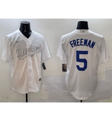 Men Los Angeles Dodgers 5 Freddie Freeman White Fashion Cool Base Stitched Baseball Jersey