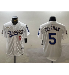 Men Los Angeles Dodgers 5 Freddie Freeman White Gold 2024 World Series With Fernando Memorial Patch Home Limited Stitched Baseball Jersey Men Los Angeles Dodgers 5 Freddie Freeman White Gold 2024 World Series With Fernando Memorial Patch Home Limited Stitched Baseball Jersey