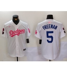 Men Los Angeles Dodgers 5 Freddie Freeman White Pink Vin 26 Kobe Patch Stitched Baseball Jersey Men Los Angeles Dodgers 5 Freddie Freeman White Pink Vin 26 Kobe Patch Stitched Baseball Jersey