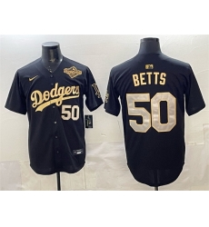 Men Los Angeles Dodgers 50 Mookie Betts Black Gold 2025 World Series Patch Limited Stitched Baseball Jersey Men Los Angeles Dodgers 50 Mookie Betts Black Gold 2025 World Series Patch Limited Stitched Baseball Jersey