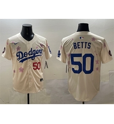 Men Los Angeles Dodgers 50 Mookie Betts Cream 2025 Tokyo Series Limited Stitched Baseball Jersey