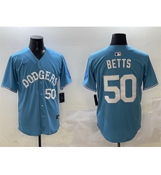 Men Los Angeles Dodgers 50 Mookie Betts Light Blue Limited Stitched Baseball Jersey