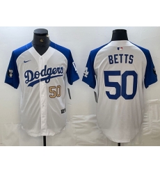Men Los Angeles Dodgers 50 Mookie Betts White Blue Vin Patch Cool Base Stitched Baseball Jersey 2 Men Los Angeles Dodgers 50 Mookie Betts White Blue Vin Patch Cool Base Stitched Baseball Jersey 2