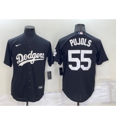 Men Los Angeles Dodgers 55 Albert Pujols Black Cool Base Stitched Baseball Jersey Men Los Angeles Dodgers 55 Albert Pujols Black Cool Base Stitched Baseball Jersey