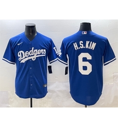 Men Los Angeles Dodgers 6 H S Kim Royal Cool Base Stitched Baseball Jersey