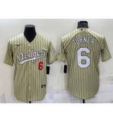 Men Los Angeles Dodgers 6 Trea Turner Cream Cool Base Stitched Jersey Men Los Angeles Dodgers 6 Trea Turner Cream Cool Base Stitched Jersey