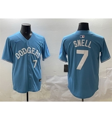 Men Los Angeles Dodgers 7 Blake Snell Light Blue Limited Stitched Baseball Jersey
