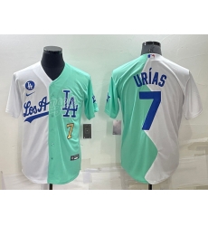 Men Los Angeles Dodgers 7 Julio Urias 2022 All Star White Green Cool Base Stitched Jersey Men Los Angeles Dodgers 7 Julio Urias 2022 All Star White Green Cool Base Stitched Jersey