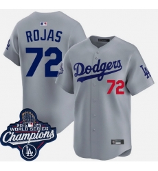 Men Los Angeles Dodgers 72 Miguel Rojas Grey 2025 World Series Champions Patch Limited Stitched Baseball Jersey II