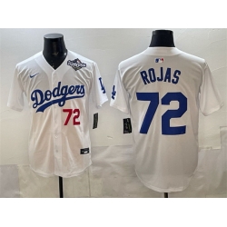 Men Los Angeles Dodgers 72 Miguel Rojas White 2025 World Series Patch Limited Stitched Baseball Jersey