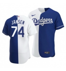 Men Los Angeles Dodgers 74 Kenley Jansen Split White Blue Two Tone Jersey Men Los Angeles Dodgers 74 Kenley Jansen Split White Blue Two Tone Jersey