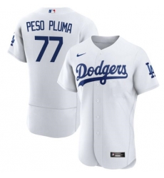 Men Los Angeles Dodgers 77 Peso Pluma White Flex Base Stitched Baseball JerseyS Men Los Angeles Dodgers 77 Peso Pluma White Flex Base Stitched Baseball JerseyS