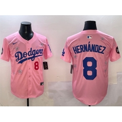 Men Los Angeles Dodgers 8 Enrique Hernandez Pink 2025 Tokyo Series Limited Stitched Baseball Jersey