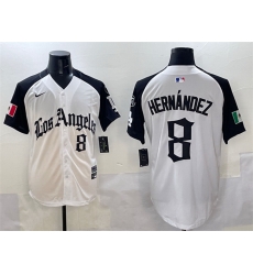 Men Los Angeles Dodgers 8 Enrique Hernandez White Black Mexico 2025 LA Gothic Style With Fernando Patch Vapor Premier Limited Stitched Baseball Jersey