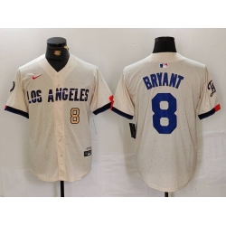 Men Los Angeles Dodgers 8 Kobe Bryant Cream Stitched Baseball Jersey 2