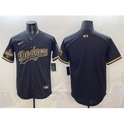 Men Los Angeles Dodgers Blank Black Gold 2025 World Series Champions Patch Limited Stitched Baseball Jersey