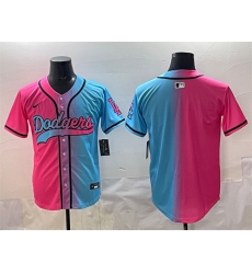 Men Los Angeles Dodgers Blank Pink Blue Limited Stitched Baseball Jersey