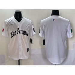 Men Los Angeles Dodgers Blank White Mexico 2025 LA Gothic Style With Fernando Patch Vapor Premier Limited Stitched Baseball Jersey