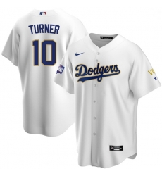 Men Los Angeles Dodgers Justin Turner 10 Championship Gold Trim White Limited All Stitched Cool Base Jersey Men Los Angeles Dodgers Justin Turner 10 Championship Gold Trim White Limited All Stitched Cool Base Jersey
