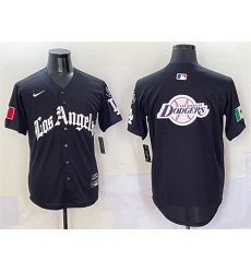 Men Los Angeles Dodgers Team Big Logo Black Mexico 2025 LA Gothic Style With Fernando Patch Vapor Premier Limited Stitched Baseball Jersey 001
