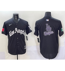 Men Los Angeles Dodgers Team Big Logo Black Mexico 2025 LA Gothic Style With Fernando Patch Vapor Premier Limited Stitched Baseball Jersey 002