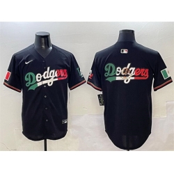 Men Los Angeles Dodgers Team Big Logo Black Mexico Flag Limited Stitched Baseball Jersey