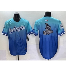 Men Los Angeles Dodgers Team Big Logo Blue Limited Stitched Baseball Jersey 2