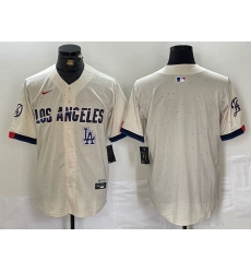 Men Los Angeles Dodgers Team Big Logo Cream Stitched Baseball Jersey 005 Men Los Angeles Dodgers Team Big Logo Cream Stitched Baseball Jersey 005