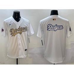 Men Los Angeles Dodgers Team Big Logo White 2025 Gold Collection Limited Stitched Baseball Jersey 002