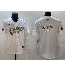 Men Los Angeles Dodgers Team Big Logo White 2025 Gold Collection Limited Stitched Baseball Jersey 003
