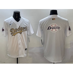 Men Los Angeles Dodgers Team Big Logo White 2025 Gold Collection Limited Stitched Baseball Jersey 003