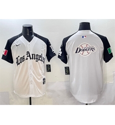 Men Los Angeles Dodgers Team Big Logo White Black Mexico 2025 LA Gothic Style With Fernando Patch Vapor Premier Limited Stitched Baseball Jersey 2