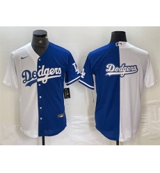 Men Los Angeles Dodgers Team Big Logo White Blue Split Cool Base Stitched Baseball Jersey Men Los Angeles Dodgers Team Big Logo White Blue Split Cool Base Stitched Baseball Jersey