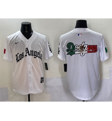 Men Los Angeles Dodgers Team Big Logo White Mexico 2025 LA Gothic Style With Fernando Patch Vapor Premier Limited Stitched Baseball Jersey 004 Men Los Angeles Dodgers Team Big Logo White Mexico 2025 LA Gothic Style With Fernando Patch Vapor Premier Limited Stitched Baseball Jersey 004