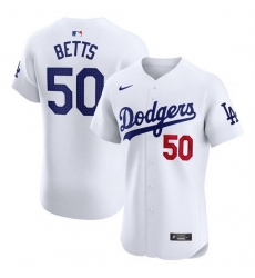 Men Men Los Angeles Dodgers 50 Mookie Betts White 2024 Home Elite Stitched Jersey Men Men Los Angeles Dodgers 50 Mookie Betts White 2024 Home Elite Stitched Jersey