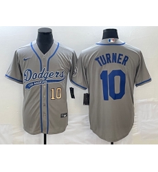 Men's Los Angeles Dodgers #10 Justin Turner Number Grey With Patch Cool Base Stitched Baseball Jersey Men's Los Angeles Dodgers #10 Justin Turner Number Grey With Patch Cool Base Stitched Baseball Jersey