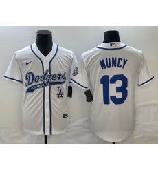 Men's Los Angeles Dodgers #13 Max Muncy White With Patch Cool Base Stitched Baseball Jersey Men's Los Angeles Dodgers #13 Max Muncy White With Patch Cool Base Stitched Baseball Jersey