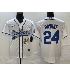 Men's Los Angeles Dodgers #24 Kobe Bryant Number White With Patch Cool Base Stitched Baseball Jersey Men's Los Angeles Dodgers #24 Kobe Bryant Number White With Patch Cool Base Stitched Baseball Jersey
