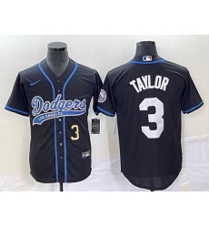 Men's Los Angeles Dodgers #3 Chris Taylor Number Black With Patch Cool Base Stitched Baseball Jersey Men's Los Angeles Dodgers #3 Chris Taylor Number Black With Patch Cool Base Stitched Baseball Jersey
