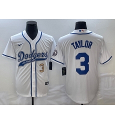 Men's Los Angeles Dodgers #3 Chris Taylor Number White With Patch Cool Base Stitched Baseball Jersey Men's Los Angeles Dodgers #3 Chris Taylor Number White With Patch Cool Base Stitched Baseball Jersey