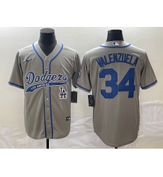 Men's Los Angeles Dodgers #34 Fernando Valenzuela Grey With Patch Cool Base Stitched Baseball Jersey Men's Los Angeles Dodgers #34 Fernando Valenzuela Grey With Patch Cool Base Stitched Baseball Jersey