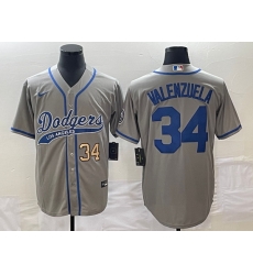 Men's Los Angeles Dodgers #34 Fernando Valenzuela Number Grey With Patch Cool Base Stitched Baseball Jersey Men's Los Angeles Dodgers #34 Fernando Valenzuela Number Grey With Patch Cool Base Stitched Baseball Jersey
